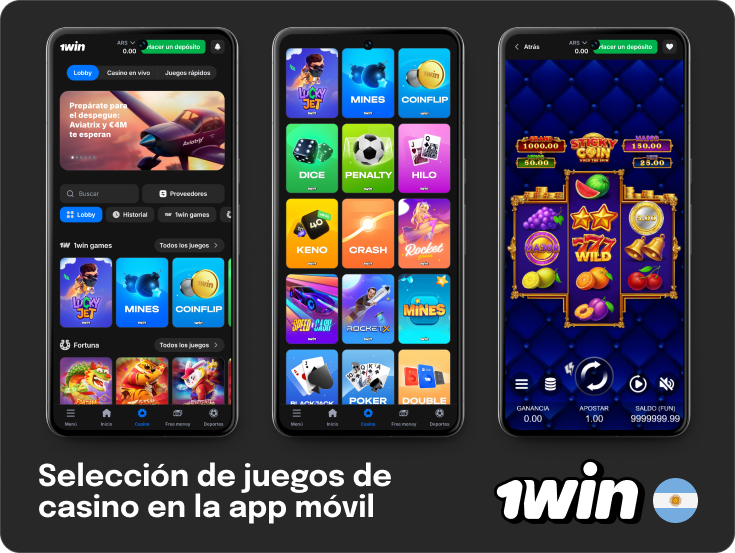 1Win Argentina - Aplicación móvil Sección de Casino