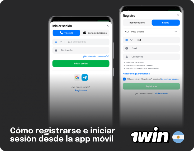 Cómo registrarse e iniciar sesión en 1Win usando el móvil