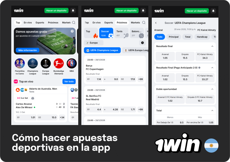 1Win Argentina - Aplicación móvil de apuestas deportivas