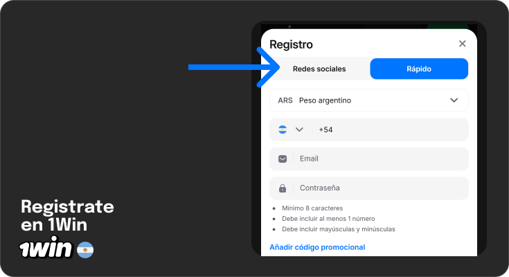 Para empezar a jugar Aviator, crea un perfil en 1Win Argentina