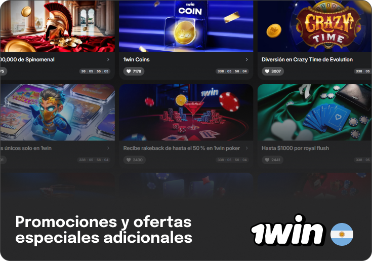 Promociones adicionales y ofertas especiales - Apuestas gratis, Jackpots y más - 1Win Argentina