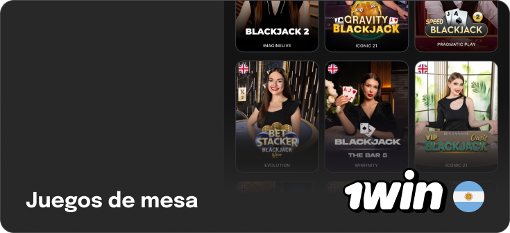 Categoría de Juegos de Mesa en 1Win Casino Argentina