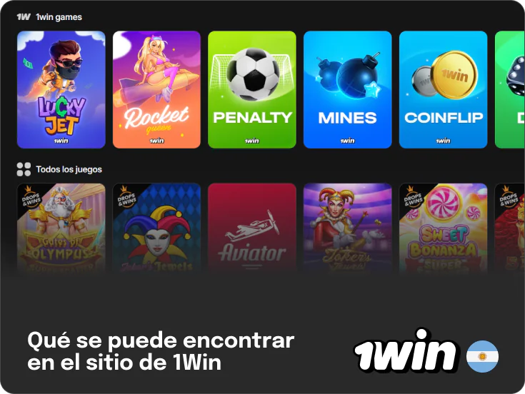1Win Argentina ofrece una amplia variedad de juegos de casino y deportes para apostar