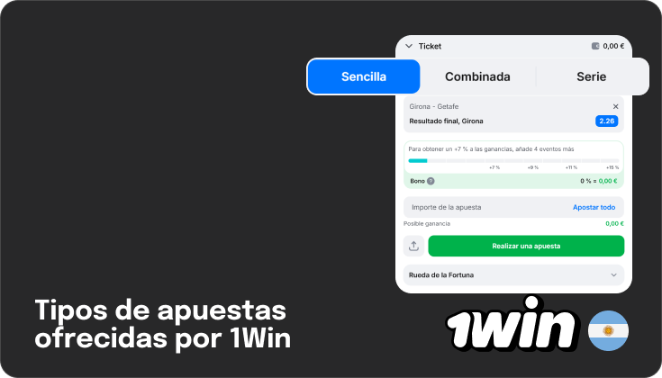 Tipos de apuestas 1Win Argentina - Simple, Sistema y Express