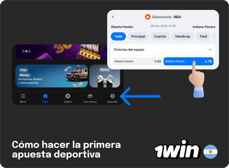 1Win Argentina - Cómo hacer una apuesta - Pasos sencillos