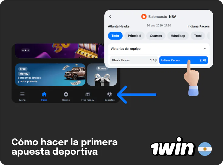 1Win Argentina - Cómo hacer una apuesta - Pasos sencillos