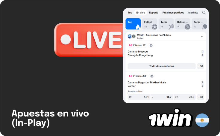 Apuestas deportivas en vivo de 1Win Argentina