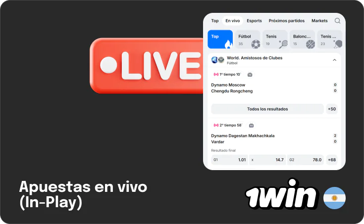 Apuestas deportivas en vivo de 1Win Argentina
