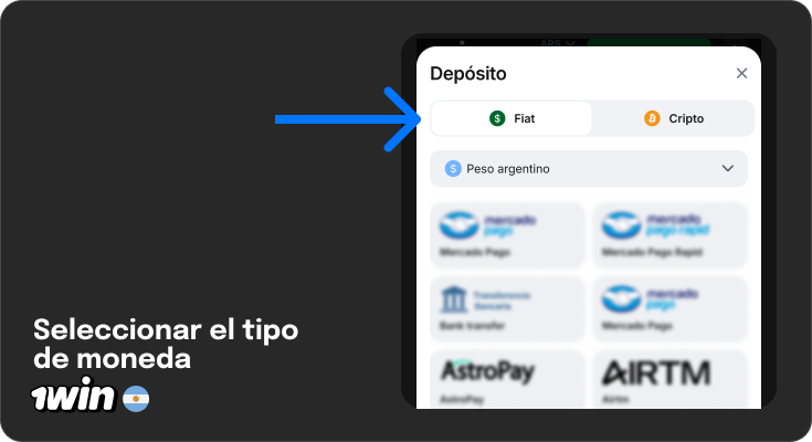 Decide recargar tu cuenta usando criptomonedas o dinero fiduciario - 1Win Argentina