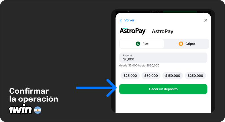 Activa el bono o código promocional si tienes - 1Win Argentina Deposits