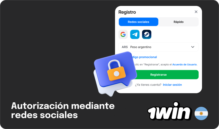 Cómo registrarse en 1Win Argentina usando redes sociales